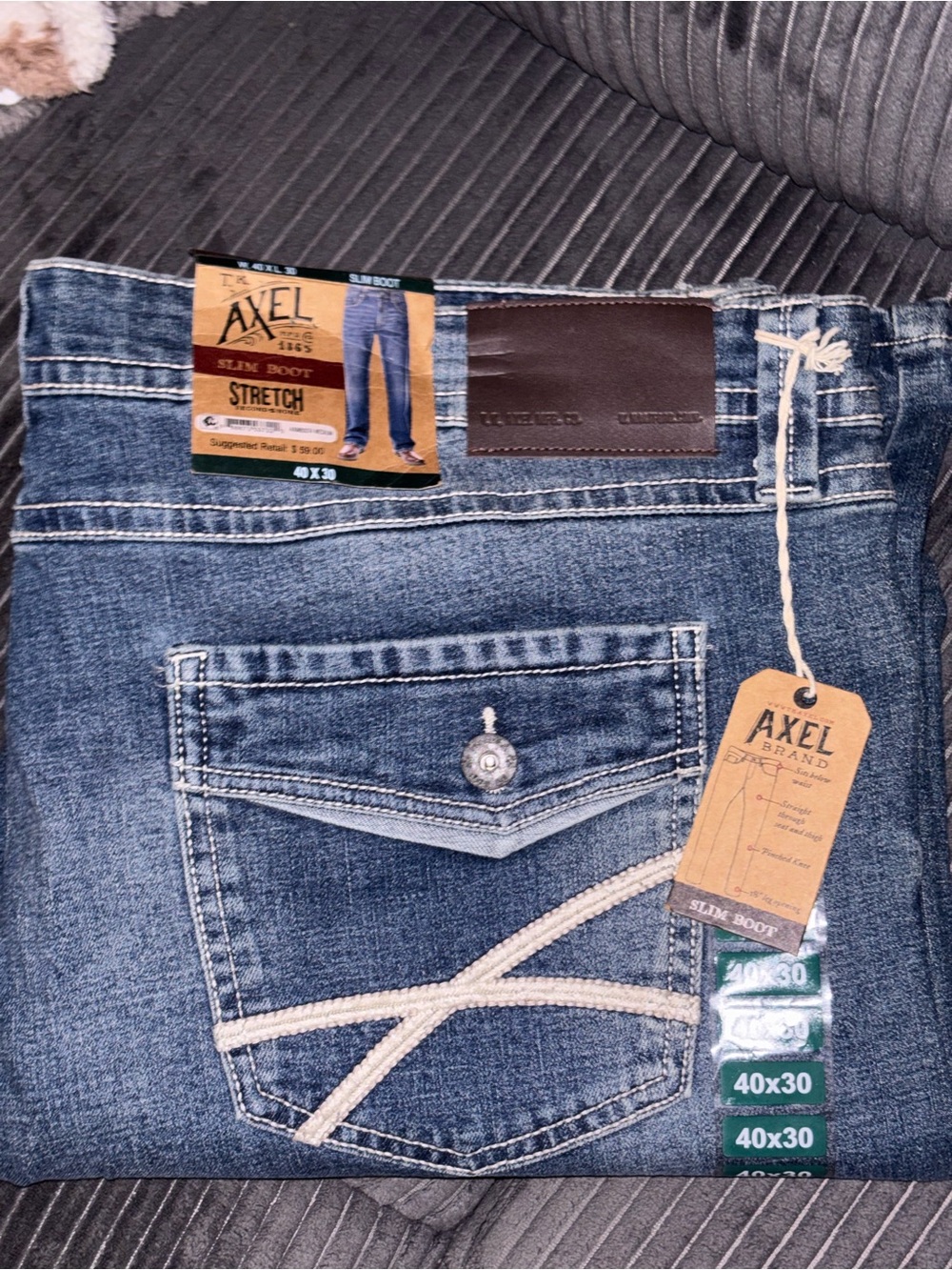 AXEL Men's Slim Bootcut Stretch Jeans in Blue